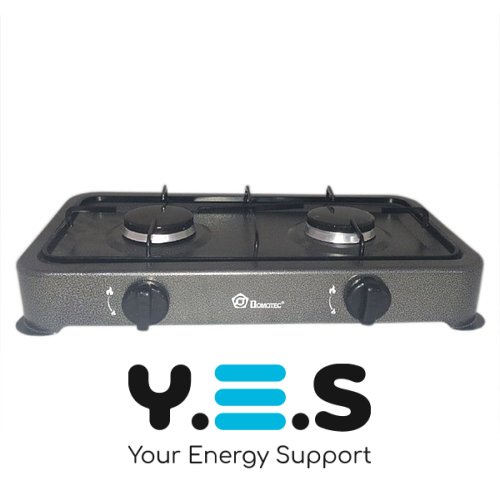Настільна газова плита Domotec MS-6602 на 2 конфорки, сіра