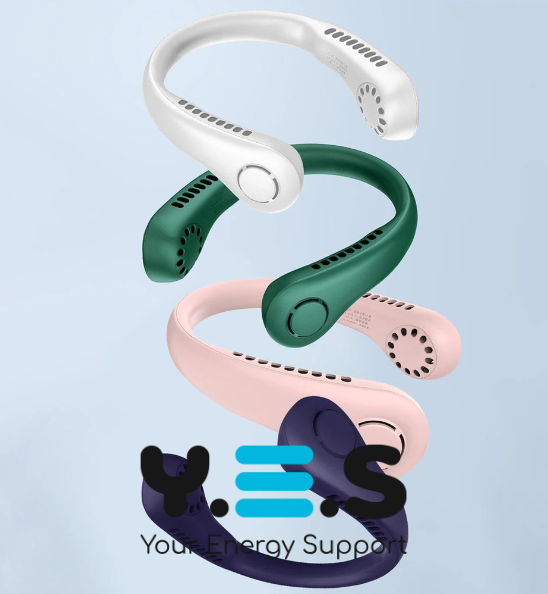 Безлопатевий портативний вентилятор-охолоджувач на шию, 3 режими обдуву для обличчя й шиї