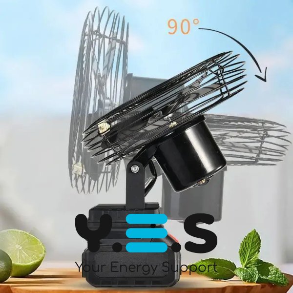 Акумуляторний вентилятор VAP-8 8″ з автоповоротом і USB-зарядкою, 2 батареї 21V