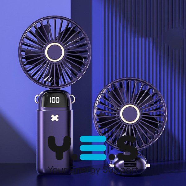 Міні-вентилятор N15 з цифровим дисплеєм і підставкою, акумуляторний, 5 швидкостей