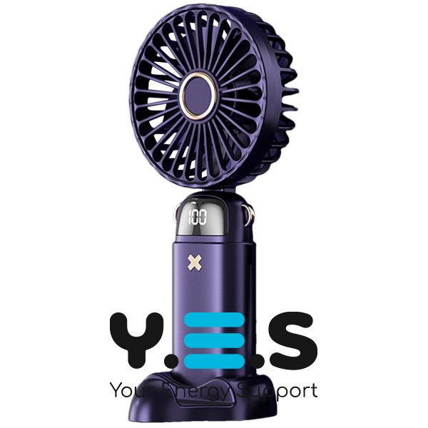 Міні-вентилятор N15 з цифровим дисплеєм і підставкою, акумуляторний, 5 швидкостей