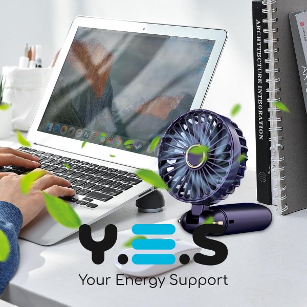 Міні-вентилятор N15 з цифровим дисплеєм і підставкою, акумуляторний, 5 швидкостей