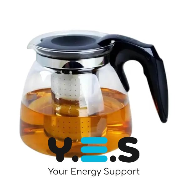 Електрочайник Hoffmans HM-7827 1800W скляний із заварником 2,2 л + 0,5 л для напоїв