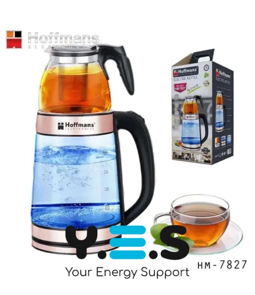 Електрочайник Hoffmans HM-7827 1800W скляний із заварником 2,2 л + 0,5 л для напоїв