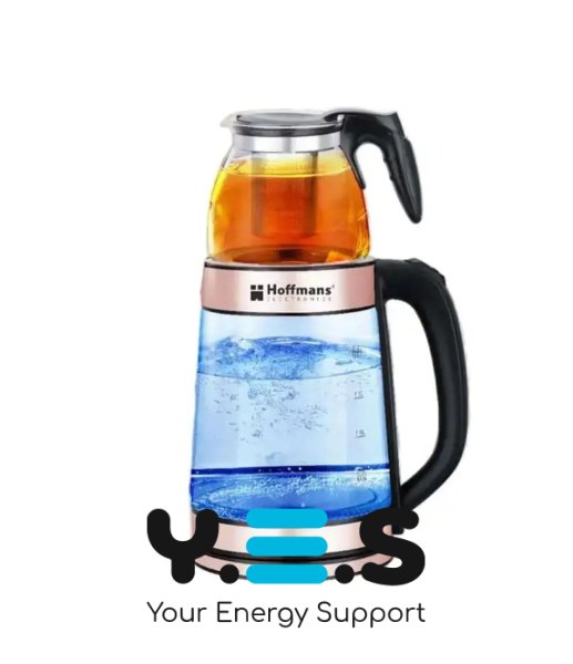 Електрочайник Hoffmans HM-7827 1800W скляний із заварником 2,2 л + 0,5 л для напоїв