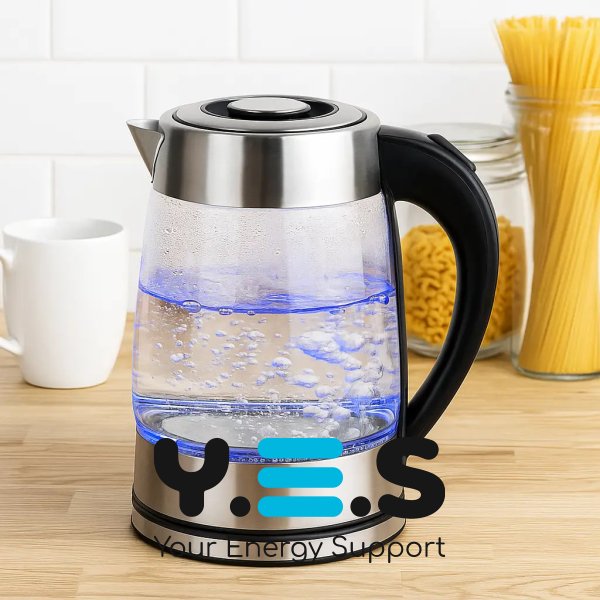 Електрочайник Hoffmans HM-2556 скляний з підсвіткою, шкалою та швидким кип’ятінням, 2000W