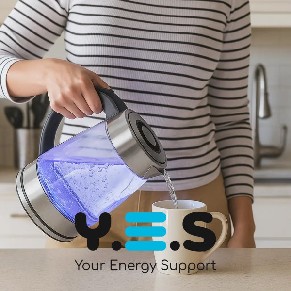 Електрочайник Hoffmans HM-2556 скляний з підсвіткою, шкалою та швидким кип’ятінням, 2000W