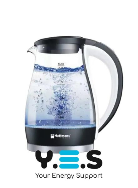 Електрочайник Hoffmans HM-2537 зі скла 2,0 л, дисковий нагрів, 2000 Вт