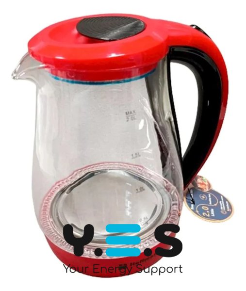 Електрочайник Hoffmans HM-2537 зі скла 2,0 л, дисковий нагрів, 2000 Вт