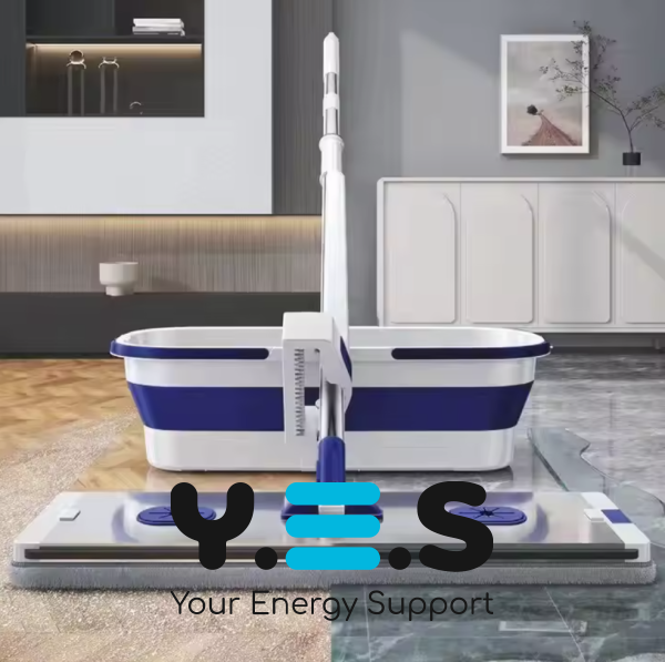 Комплект для миття підлоги 2в1: швабра з віджимом і складане відро для швидкого прибирання