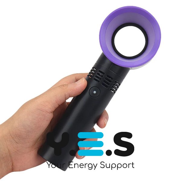 Міні безлопатевий вентилятор-фен для сушіння вій, чорний, акумулятор 2000 mAh