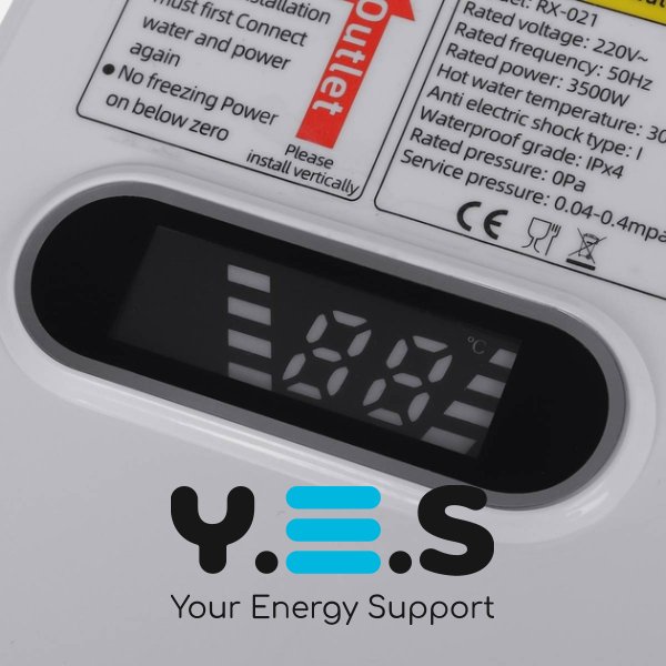 Проточний електроводонагрівач Delimano RX-021 3500W з термостатом та ЖК-екраном