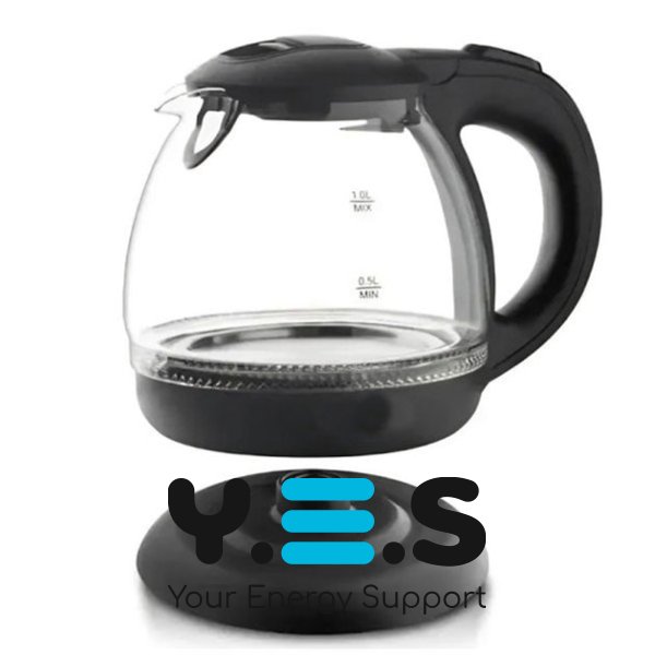 Скляний електрочайник MS-7910 1 л з LED-підсвіткою, 1650 Вт