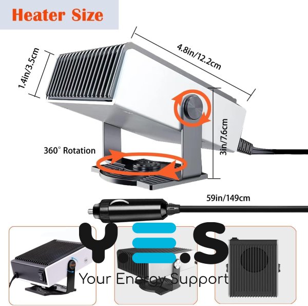 Автообігрівач‑тепловентилятор 2в1 від прикурювача 12В: обігрів і вентиляція в авто