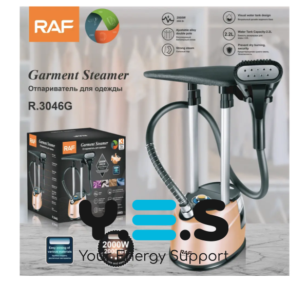 Вертикальний відпарювач RAF R.3046R 2000 Вт, бак 2,2 л, телескопічна стійка для прасування