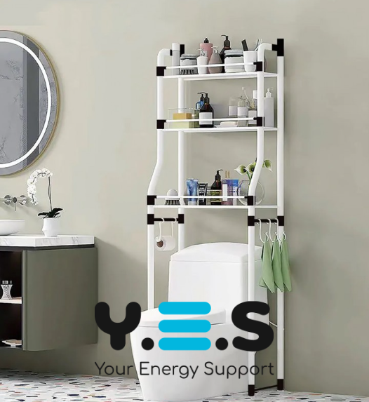 Підлоговий стелаж‑полиця над унітазом для ванної — органайзер для зберігання туалетного приладдя