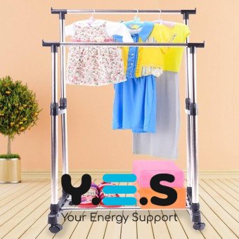 Телескопічна подвійна стійка-вішалка для одягу й взуття Double Pole, 160×80×42 см