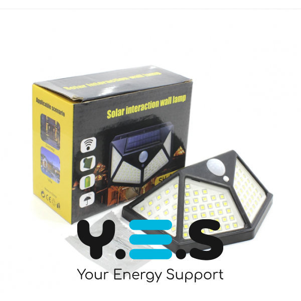 Вуличний настінний світильник Lesko SH-100 на сонячній батареї з датчиком руху, 100 LED