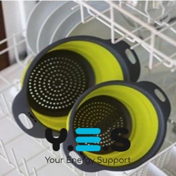 Складні силіконові друшляки-кошики зі зливом для миття овочів і фруктів, набір 2 шт.