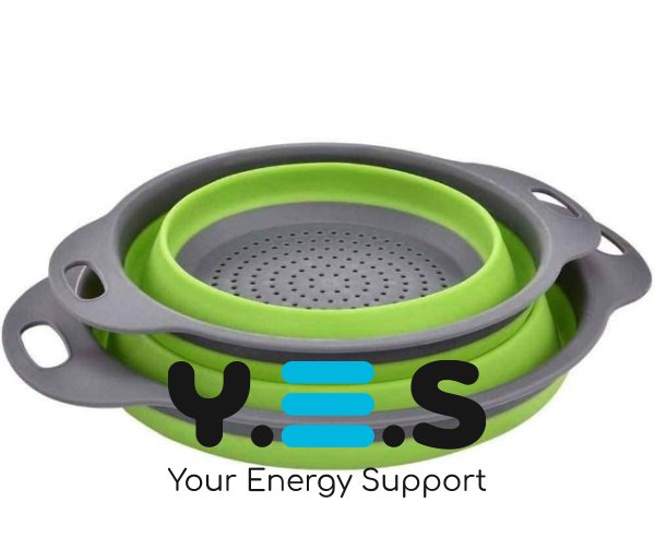 Складні силіконові друшляки-кошики зі зливом для миття овочів і фруктів, набір 2 шт.