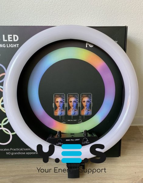 Світлодіодна кільцева RGB-лампа для селфі 45 см з пультом і сумкою (MJ18)