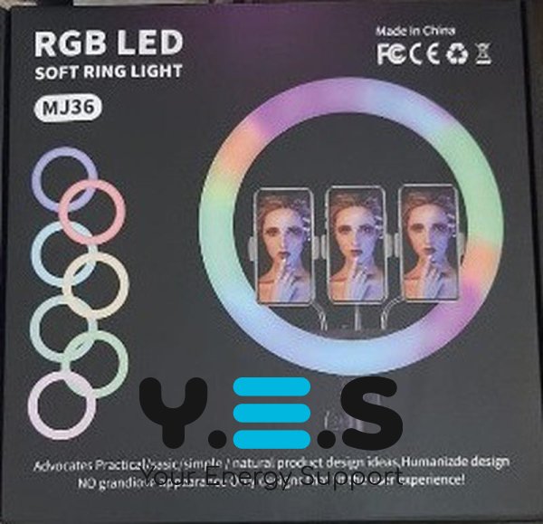 Кільцева RGB LED селфі-лампа 36 см з пультом керування MJ36