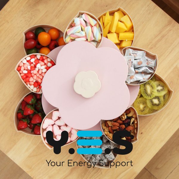 Двоярусна менажниця 2 яруси: тарілка-піднос із секціями для фруктів, закусок і солодощів