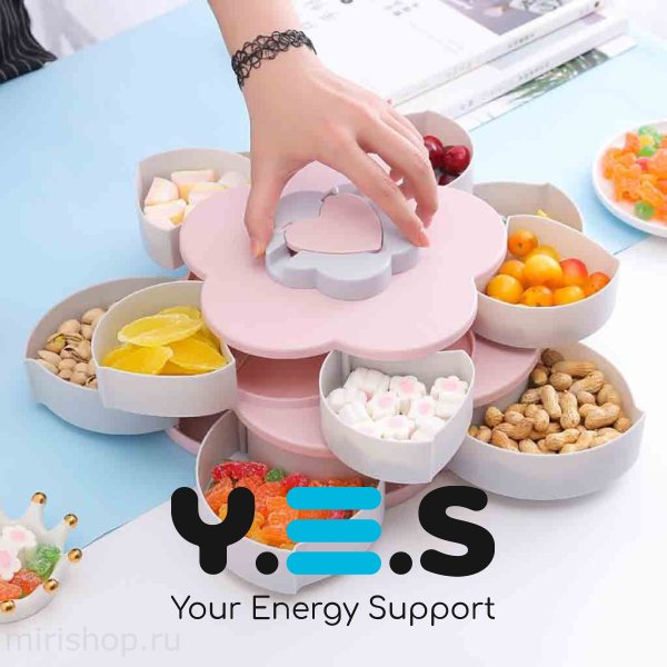 Двоярусна менажниця 2 яруси: тарілка-піднос із секціями для фруктів, закусок і солодощів