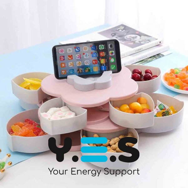 Двоярусна менажниця 2 яруси: тарілка-піднос із секціями для фруктів, закусок і солодощів