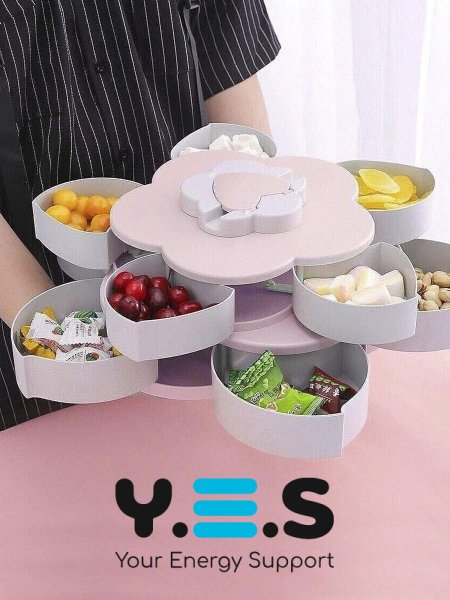 Двоярусна менажниця 2 яруси: тарілка-піднос із секціями для фруктів, закусок і солодощів