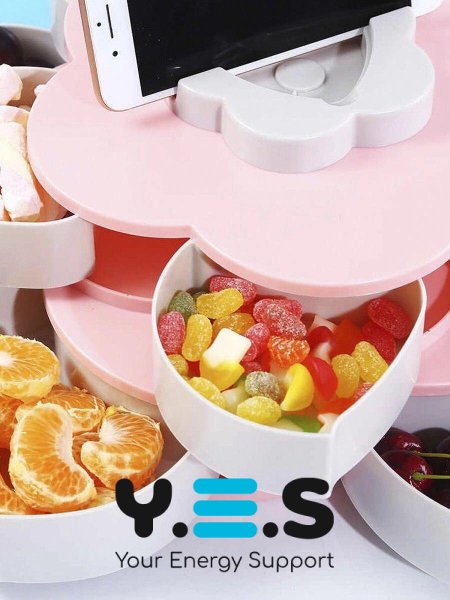 Двоярусна менажниця 2 яруси: тарілка-піднос із секціями для фруктів, закусок і солодощів