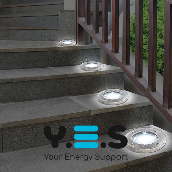 Комплект садових сонячних світильників Solar Disk Lights 4 шт, вуличні ліхтарі з датчиком світла