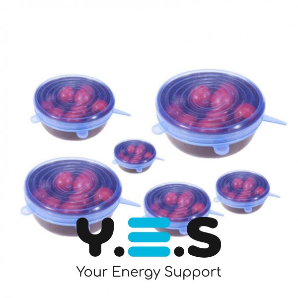 Універсальні силіконові кришки Super Stretch, набір 6 шт для посуду та ємностей