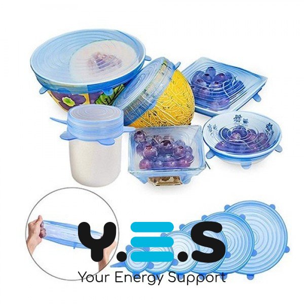 Універсальні силіконові кришки Super Stretch, набір 6 шт для посуду та ємностей