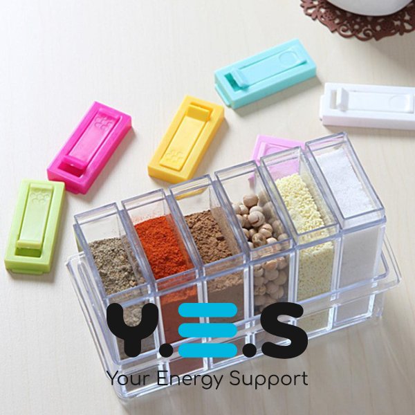 Набір для спецій на підставці Seasoning Six Piece Set: 6 баночок, кухонна спецівниця, екопластик