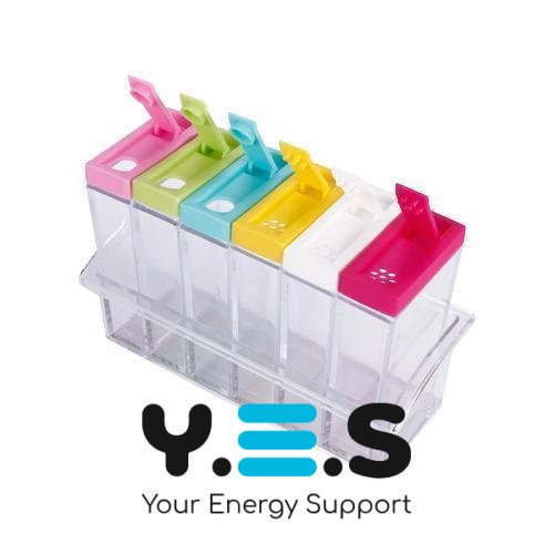 Набір для спецій на підставці Seasoning Six Piece Set: 6 баночок, кухонна спецівниця, екопластик