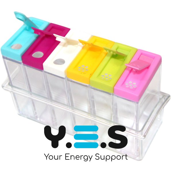 Набір для спецій на підставці Seasoning Six Piece Set: 6 баночок, кухонна спецівниця, екопластик