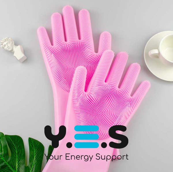 Багатофункціональні силіконові рукавички з ворсом Magic Silicone Gloves для прибирання і миття посуду