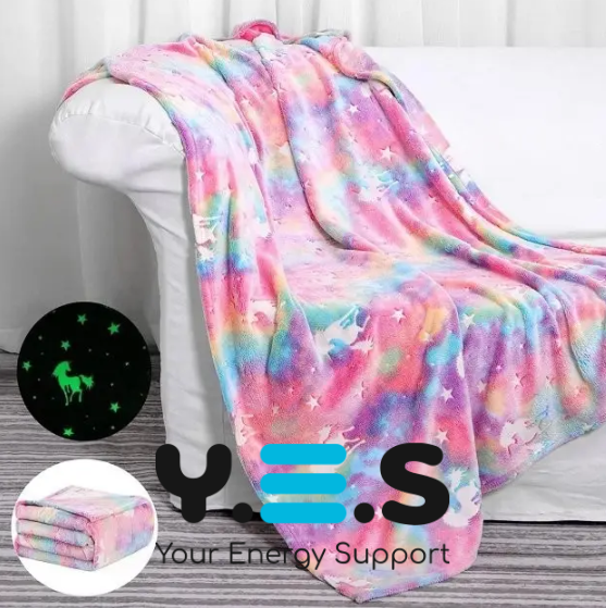 Дитячий неоновий люмінесцентний плед-ковдра зі зірками «День-Ніч», світиться у темряві