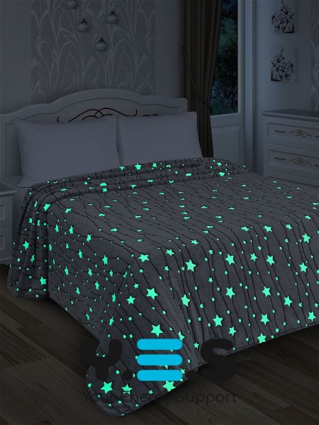 Дитячий неоновий люмінесцентний плед-ковдра зі зірками «День-Ніч», світиться у темряві