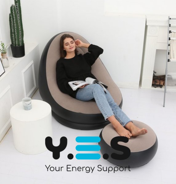 Надувний диван-ліжко AIR SOFA, велюрове садове крісло з пуфом для відпочинку