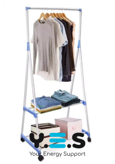 Пересувна універсальна стійка-вішалка для одягу з поличками Coat Rack