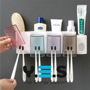 Настінний органайзер для ванної: тримач зубних щіток з отворами + автодиспенсер пасти