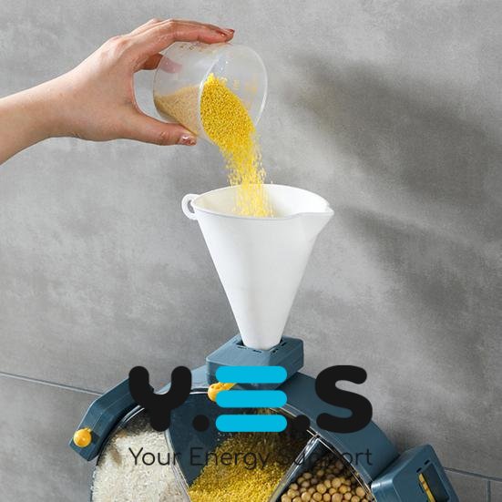 Настінний мультизерновий органайзер-млин для круп і сипучих, 6 секцій, обертання 360°