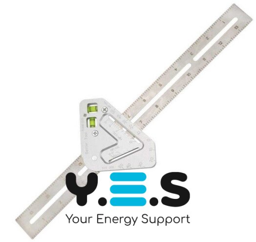 Метричний столярний косинець з рівнем TV One — будівельна кутова лінійка для столярів