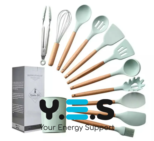 Набір кухонного приладдя Kitchen Set 12 предметів: силіконові аксесуари з підставкою