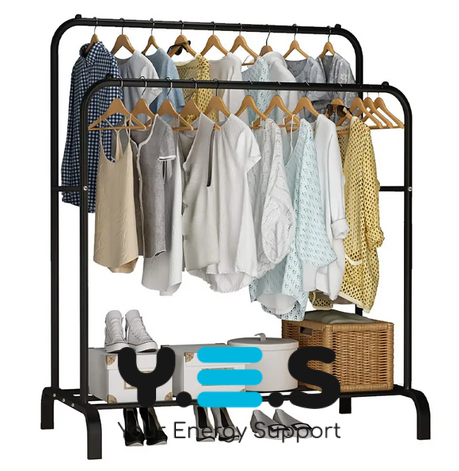 Подвійна підлогова стійка-вішалка для одягу Double з полицею для взуття, 104×41.5×152 см