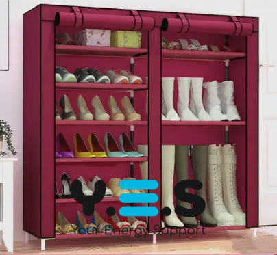 Тканинна шафа-органайзер для взуття Shoe Cabinet, 2 секції з поличками