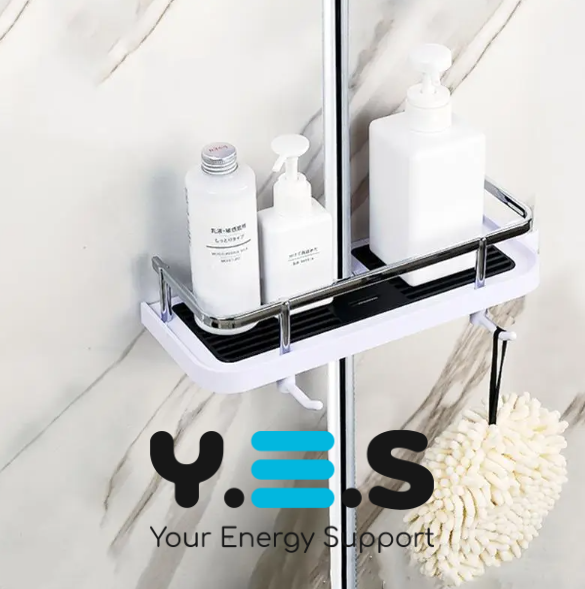 Регульована стійка-органайзер для душу Shower Rack: полиця, тримач шланга та гачки