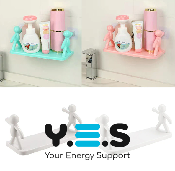 Універсальна підвісна поличка «Чоловічки» для ванної/кухні, клейке кріплення, 33×14 см